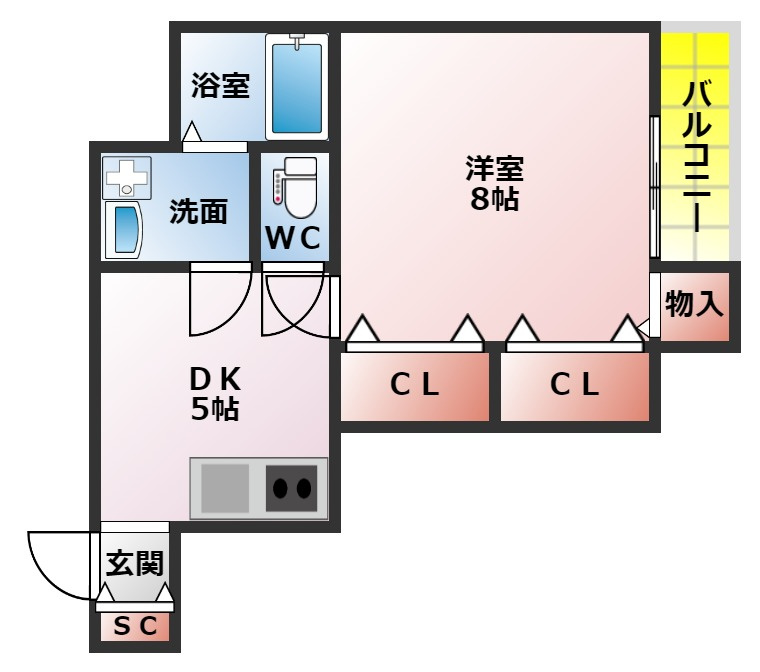 グランドソレイユ香里園の間取り|１Ｄｋの間取り