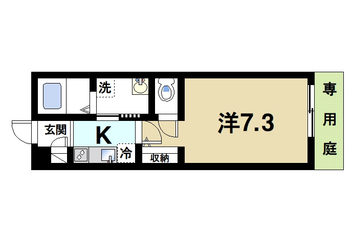 AONIの間取り|お一人暮らしにピッタリの1Ｋのお部屋です。