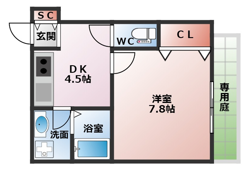 グランドソレイユ香里園の間取り|１ＤＫの間取り