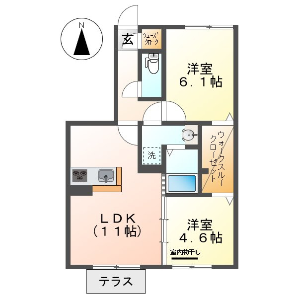 倉敷市大内のアパートの間取り