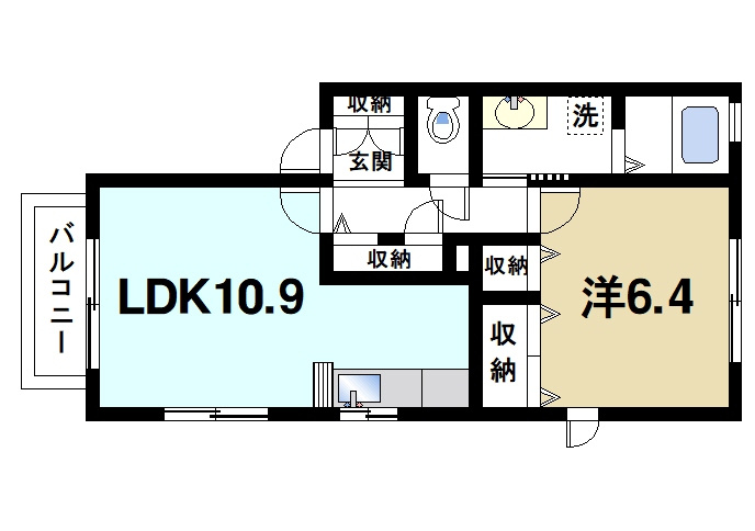 アールウエストＢの間取り|収納豊富が充実している間取りです