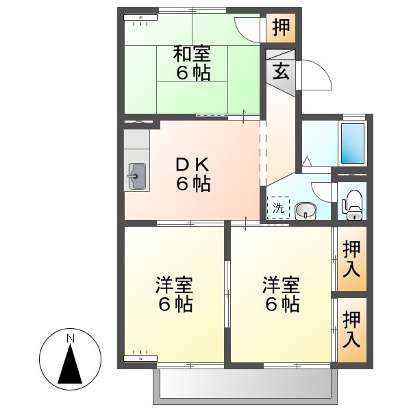 総社市小寺のアパートの間取り