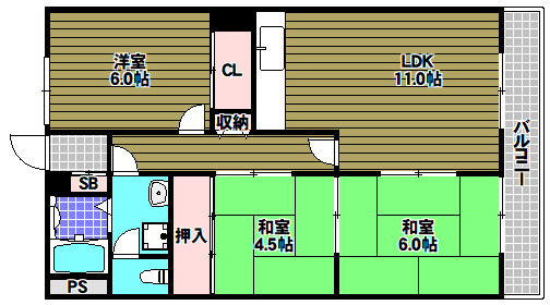 野浦ハイツの間取り