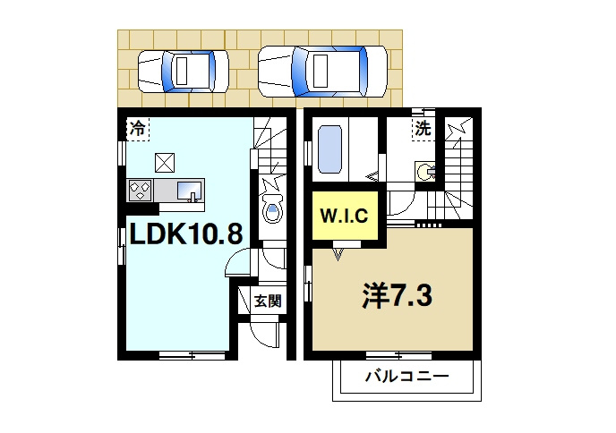 クレア・ド・ルーン高畑Fの間取り|ゆったり暮らせる1LDKの間取りです。