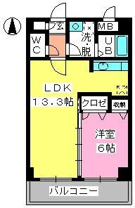 ベイシック大名の間取り|ベイシック大名（1LDK）