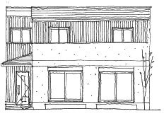 岐阜県関市関ノ上　売地（建築参考プラン付）の完成予想図|立面図