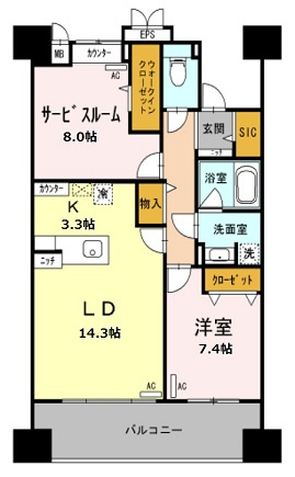 荒川区南千住３丁目の賃貸マンションの間取り