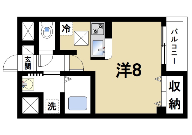パレット法蓮の間取り|広々としたワンルームタイプの間取りです