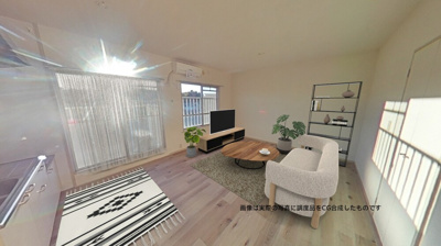 【居間・リビング】 | シャルムすみれが丘 | 南西向きリビングダイニングキッチン12帖☆バルコニーに繋がるお部屋は陽当たり・風通し良好♪エアコン付きで1年中快適に過ごせます☆