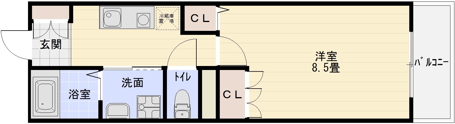 エクセル2の間取り|柏原市　河内国分駅　1K