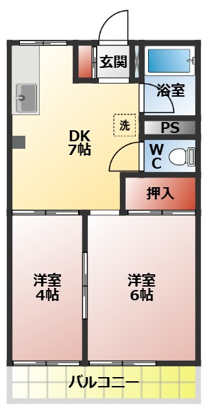 マンション香楽の間取り|２ＤＫの間取り