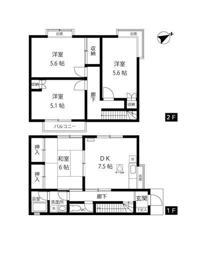 【間取り】 | マピエス新百合ヶ丘B | 和室と洋室のある4DKタイプ☆人数多めのファミリーさん向け！なんと言っても角部屋・二面採光なのが嬉しい♪