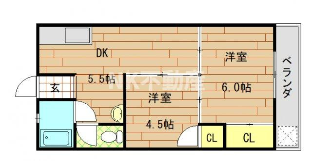 【間取り】 | グローリィハイツ八戸ノ里（八戸ノ里賃貸） | 間取りです