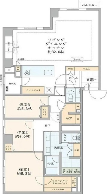 千代田区一番町の賃貸マンションの間取り