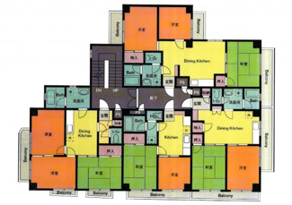 【間取り】 | サンコーポラス平沢（携帯アンテナ収入有り） | ２～３階間取り（各階同じ）