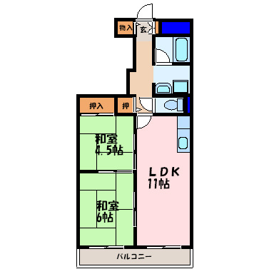 大阪市西淀川区姫里２丁目の賃貸マンションの間取り