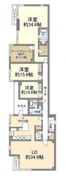 港区三田１丁目の賃貸マンションの間取り