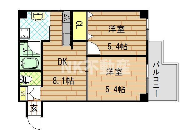 【間取り】 | グランガーデン足代新町（布施賃貸） | 間取りです