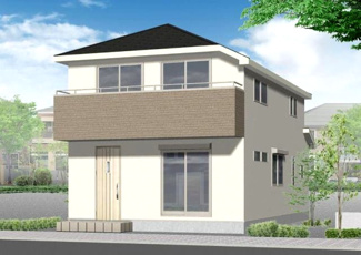 【外観パース】 | 2号棟　完成予想図
南向きで陽当り良好。駐車スペース3台分♪