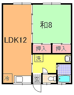 【間取り】 | コーポエム | LDKと和室併せて20帖です。
