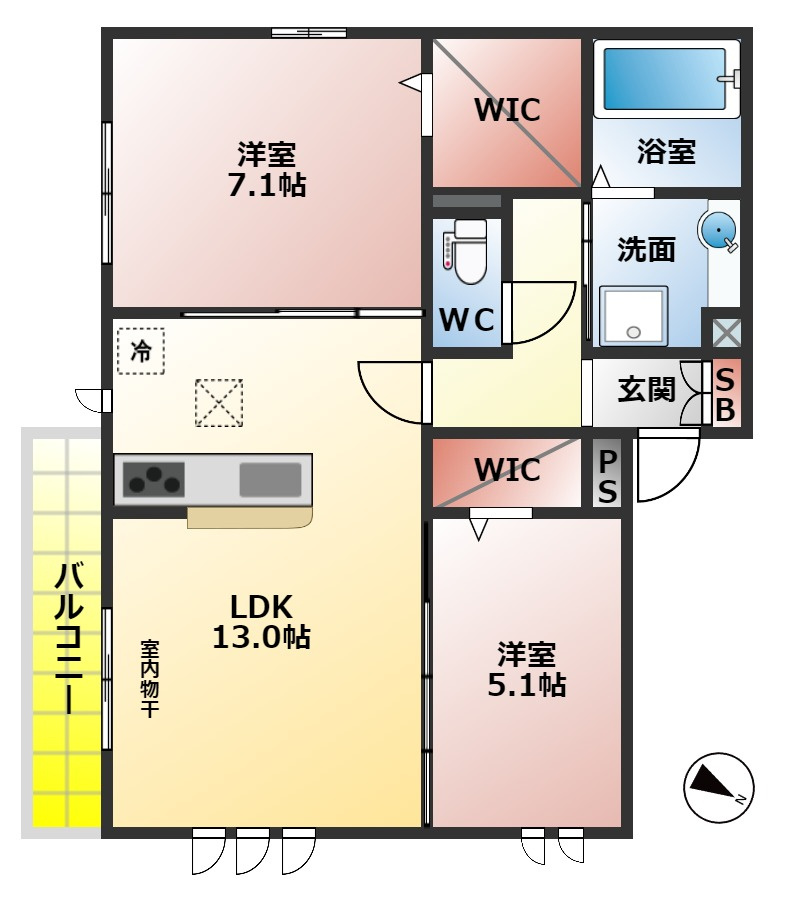 Ｌｉｅｎの間取り|２ＬＤＫの間取り