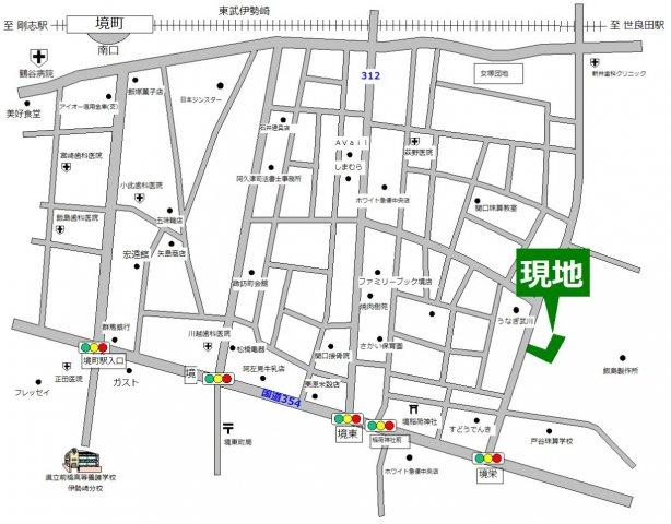 群馬県伊勢崎市境女塚　土地２９１坪の周辺