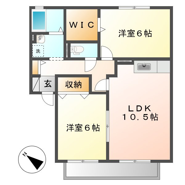 倉敷市連島中央１丁目のアパートの間取り