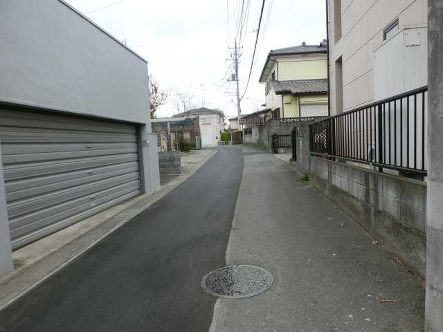 鴻巣市袋の中古一戸建の前面道路含む現地写真|前面道路の北側から撮影。向かって右側が物件です。