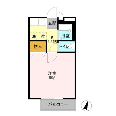コーポウインズBの間取り|バストイレ別の1Ｋ部屋♪