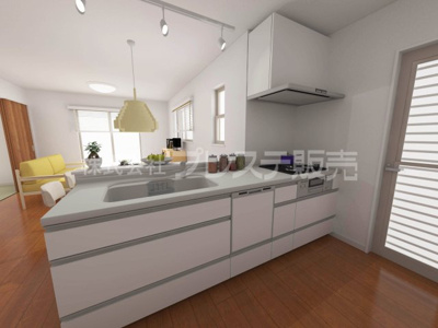 【キッチン】 | 奈良市藤ノ木台１丁目の新築一戸建 全５区画 | 現地写真（Ｂ号地キッチン）人気の対面キッチン♪食器洗い乾燥機を標準装備！