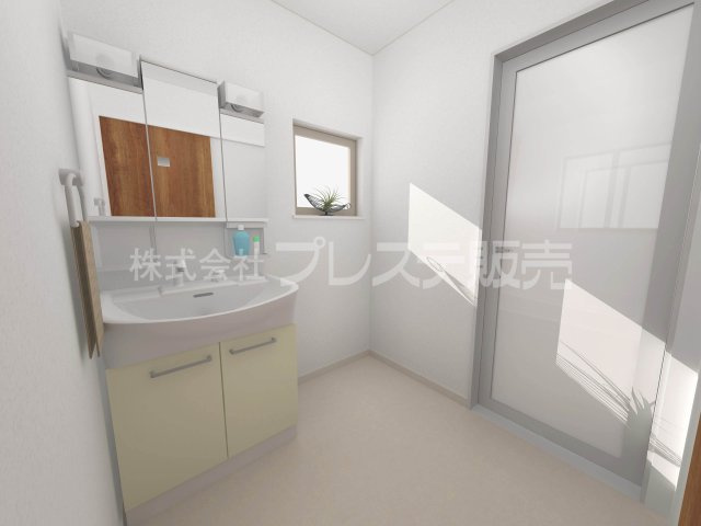 奈良市藤ノ木台１丁目の新築一戸建 全５区画の洗面所|Ｂ号地洗面完成イメージ／シャワー付き洗面化粧台