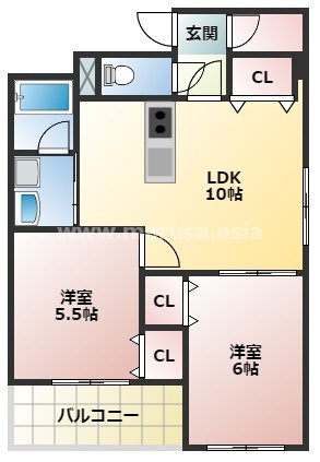 レスペランス花ヶ島の間取り