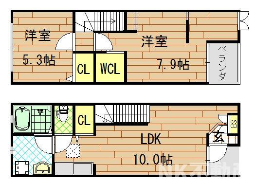 【間取り】 | メゾネットエスペランサ（鴻池新田賃貸） | 間取りです