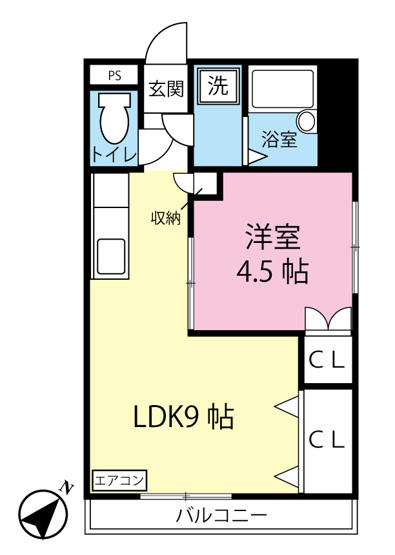 【間取り】 | アルプハイツ梶ヶ谷 | 1LDKタイプはキッチンと寝室を分けたい方におすすめです☆カップルさんや新婚さんにも大人気！なんと言っても角部屋なのが嬉しい♪