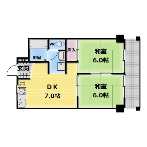 【間取り】 | サンハイツ大和 | 使いやすい間取りです