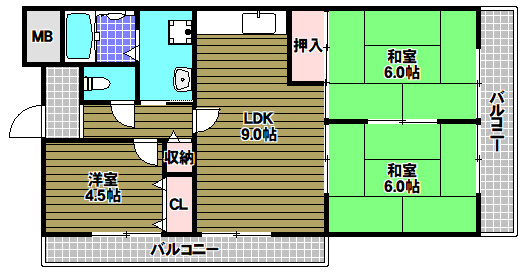 バルカン富田林の間取り
