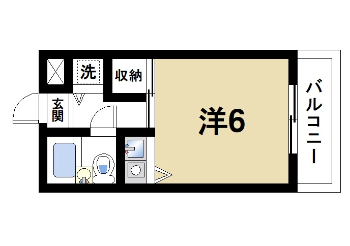 西本ビル（川原城町）の間取り|ワンルームの間取り