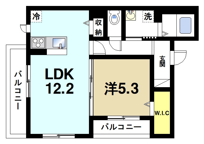シャーメゾン　ラピュタの間取り|間取りは1LDKです