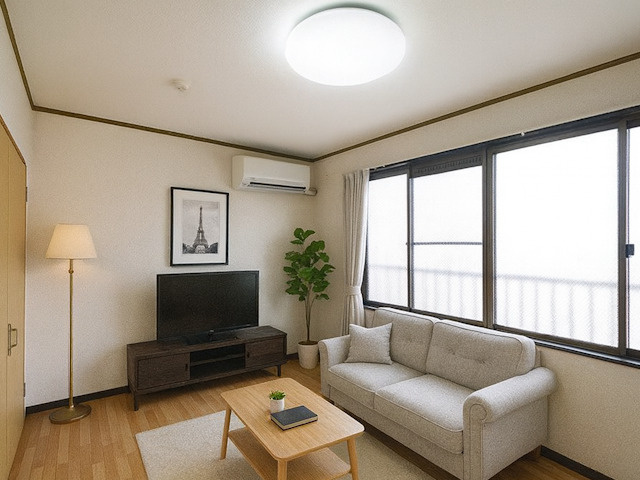 雅叙園ハイツの居間・リビング|CGで家具等を配置したもので家具等は含まれません。