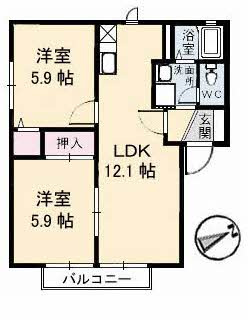 カーサイベリアル　Dの間取り