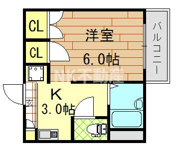 【間取り】 | ガリューコート菱屋西（長瀬賃貸） | 間取りです