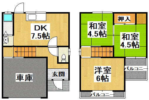 【間取り】 | 堺市中区田園1001-35貸家