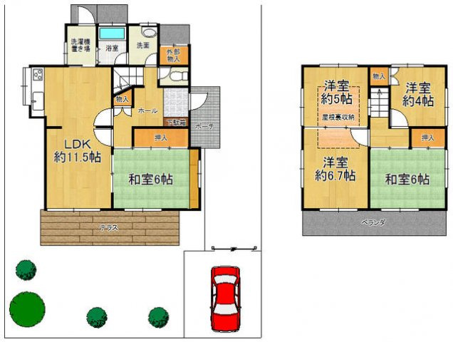 緑ヶ丘中町貸家の間取り