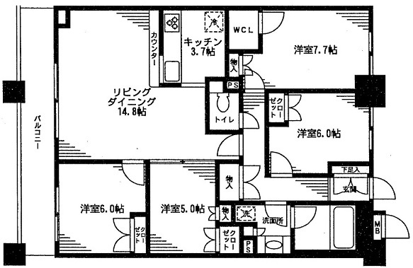 中央区日本橋馬喰町１丁目の賃貸マンションの間取り