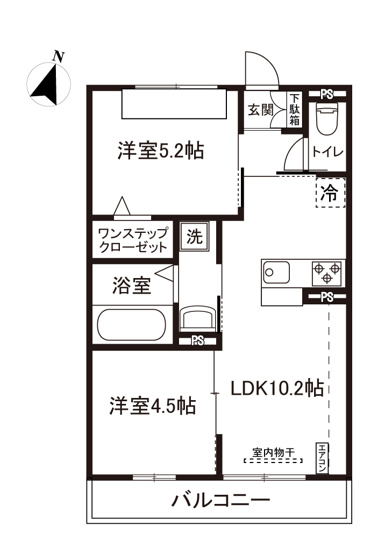 【間取り】 | ラ・アンジュ | カップルさんやファミリーさんにもオススメの2LDKタイプ！なんと言っても最上階なのが嬉しい♪