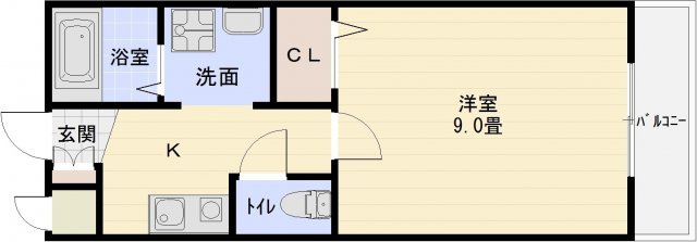クレパレス2の間取り|クレパレス2　高井田駅　河内国分駅　駅前　1K　学生マンション