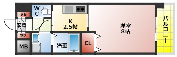 ロータリーマンション香里西之町の間取り|１Ｋの間取り