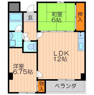 【間取り】 | カルチェ・ダムールA | 反転タイプ