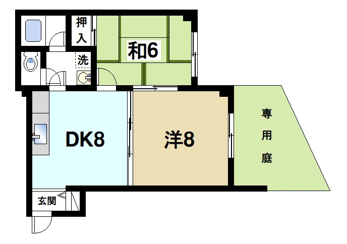 メゾン富雄の間取り|専用庭付きの快適な住まいです
