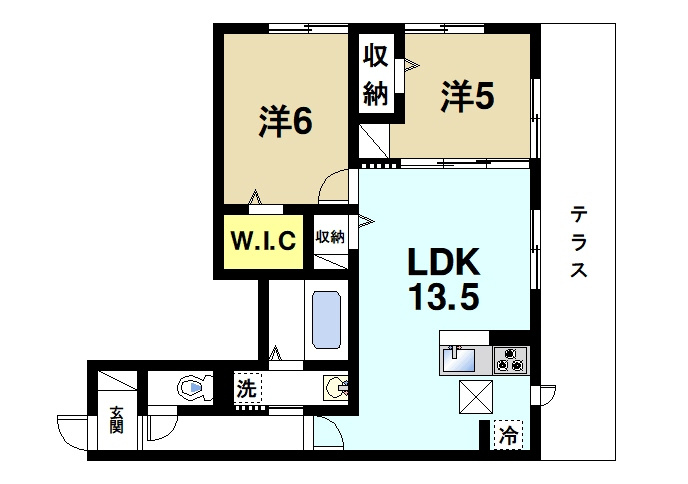 オンディーヌ富雄の間取り|2LDKの間取りです